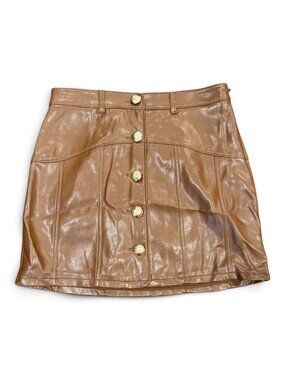Cinq À Sept Claudia Faux Leather Skirt. Size 6 Brown NWT